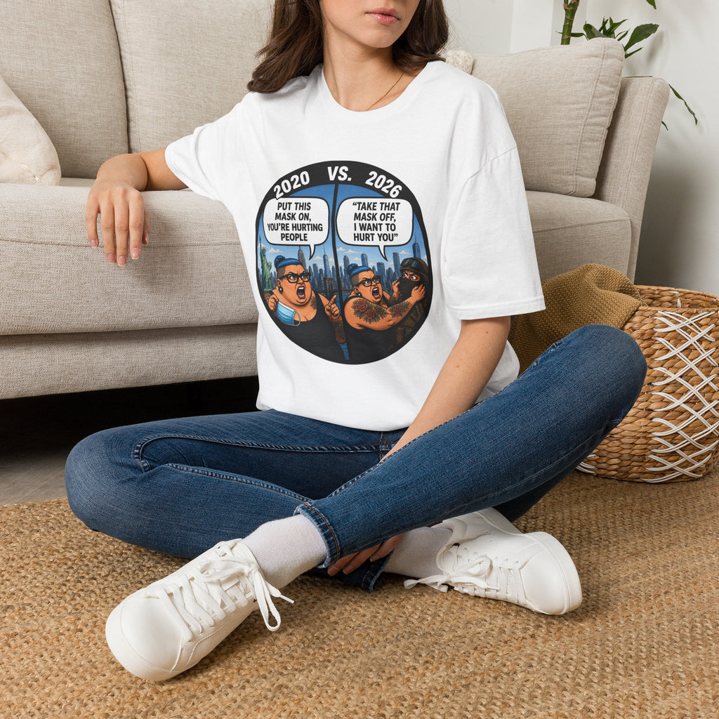 "Trump Patriot Shirt | America First T-Shirt | Conservative Republican Apparel | God Family Country Tee" | anti-woke tshirt | 2020 vs 2026 Mask Debate T-Shirt | Political Cartoon Tee