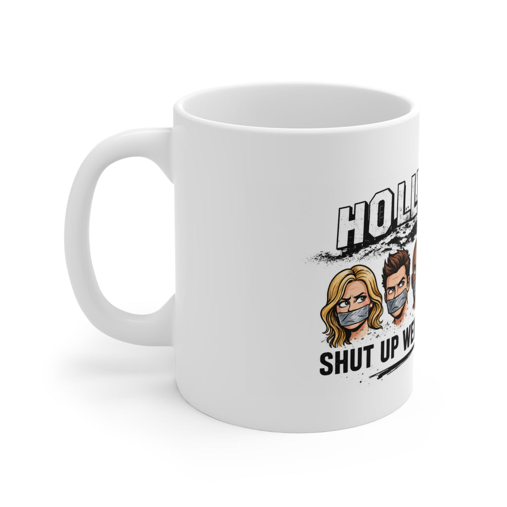 HOLLYWEIRD Funny Political Coffee Mug – Right-Wing Conservative Satire Novelty Cup, Anti-Hollywood Republican Gift Idea, 11oz Ceramic Drinkware