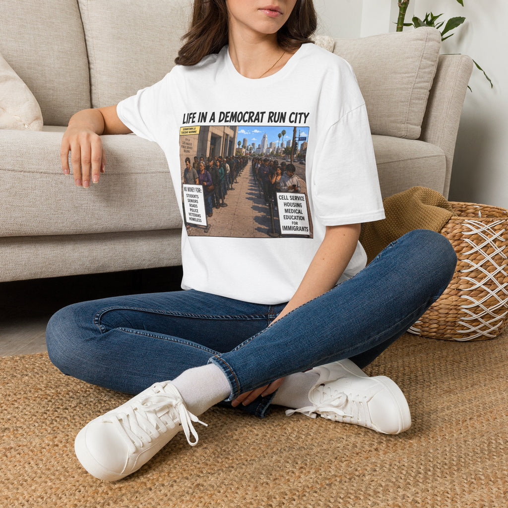 "Trump Patriot Shirt | America First T-Shirt | Conservative Republican Apparel | God Family Country Tee" | anti-woke tshirt | Life in a Democrat Run City T-Shirt | Political Satire, Protest Sign...