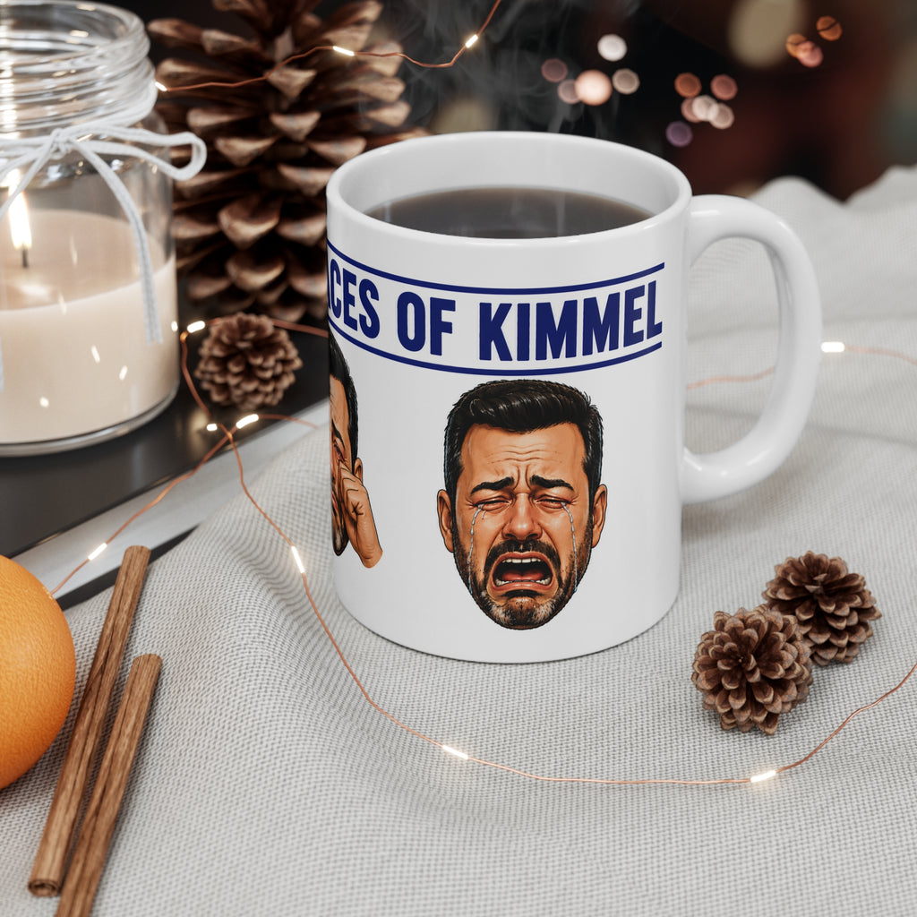 The MANY CRYBABY FACES OF KIMMEL SATIRE Mug — The Crybaby Faces of [Design] Funny Novelty Coffee Cup