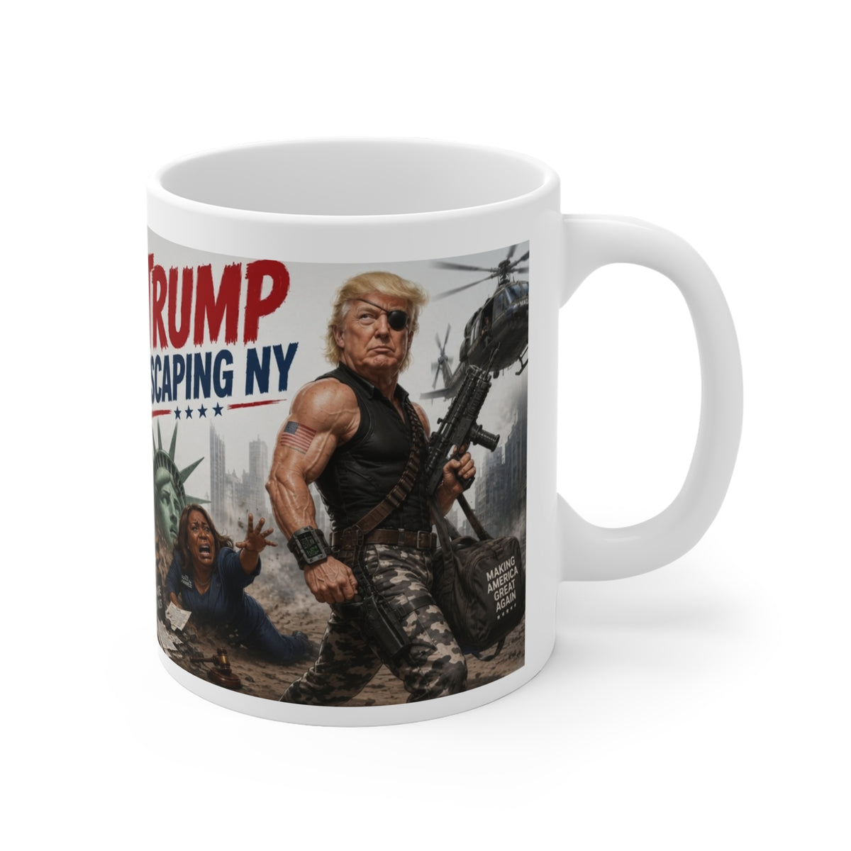 Trump Escaping NY Parody Mug | Funny Political Novelty Gift