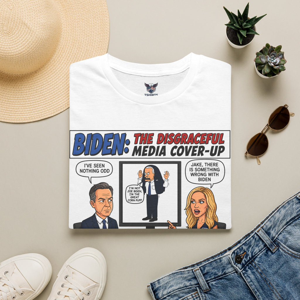 "Trump Patriot Shirt | America First T-Shirt | Conservative Republican Apparel | God Family Country Tee" | anti-woke tshirt | Biden Impeachment Media Cover-Up T-Shirt | Political Cartoon Tee