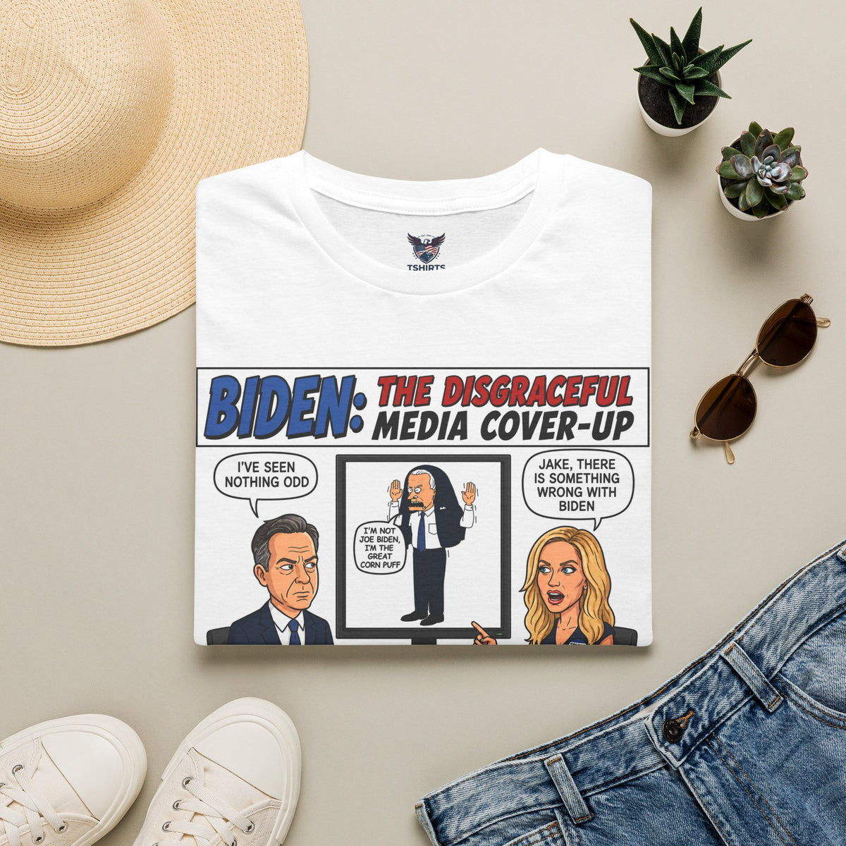 "Trump Patriot Shirt | America First T-Shirt | Conservative Republican Apparel | God Family Country Tee" | anti-woke tshirt | Biden Impeachment Media Cover-Up T-Shirt | Political Cartoon Tee