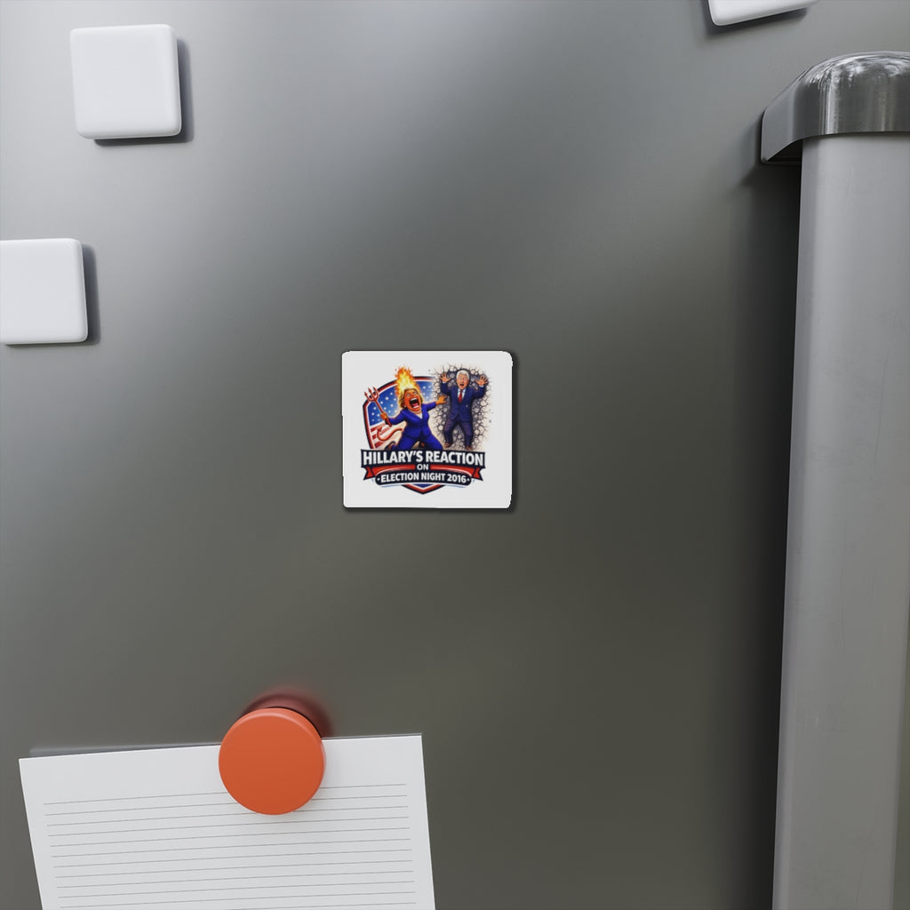 Election Night 2016 Reaction Hillary Bill Die-Cut Magnet | Political Cartoon
