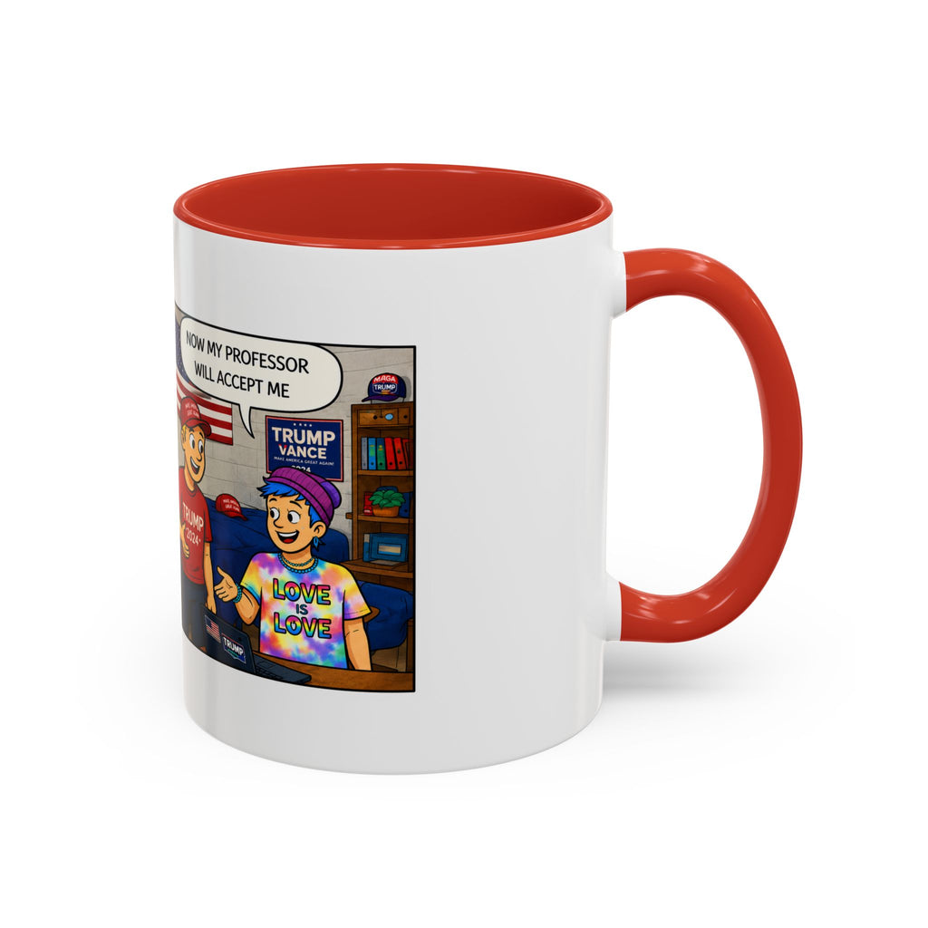 "College Life" Trump 2024 Political Comic Accent Coffee Mug – Funny Conservative Campus Humor Gag Gift