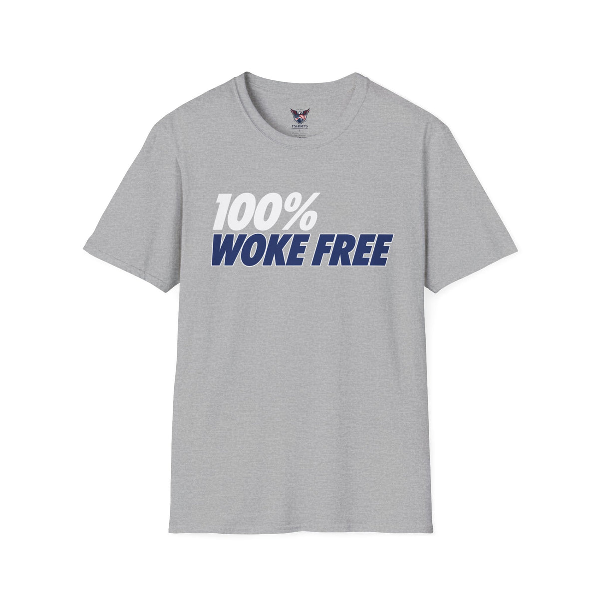 100% WOKE FREE Sport Grey T-Shirt | Political Statement Tee