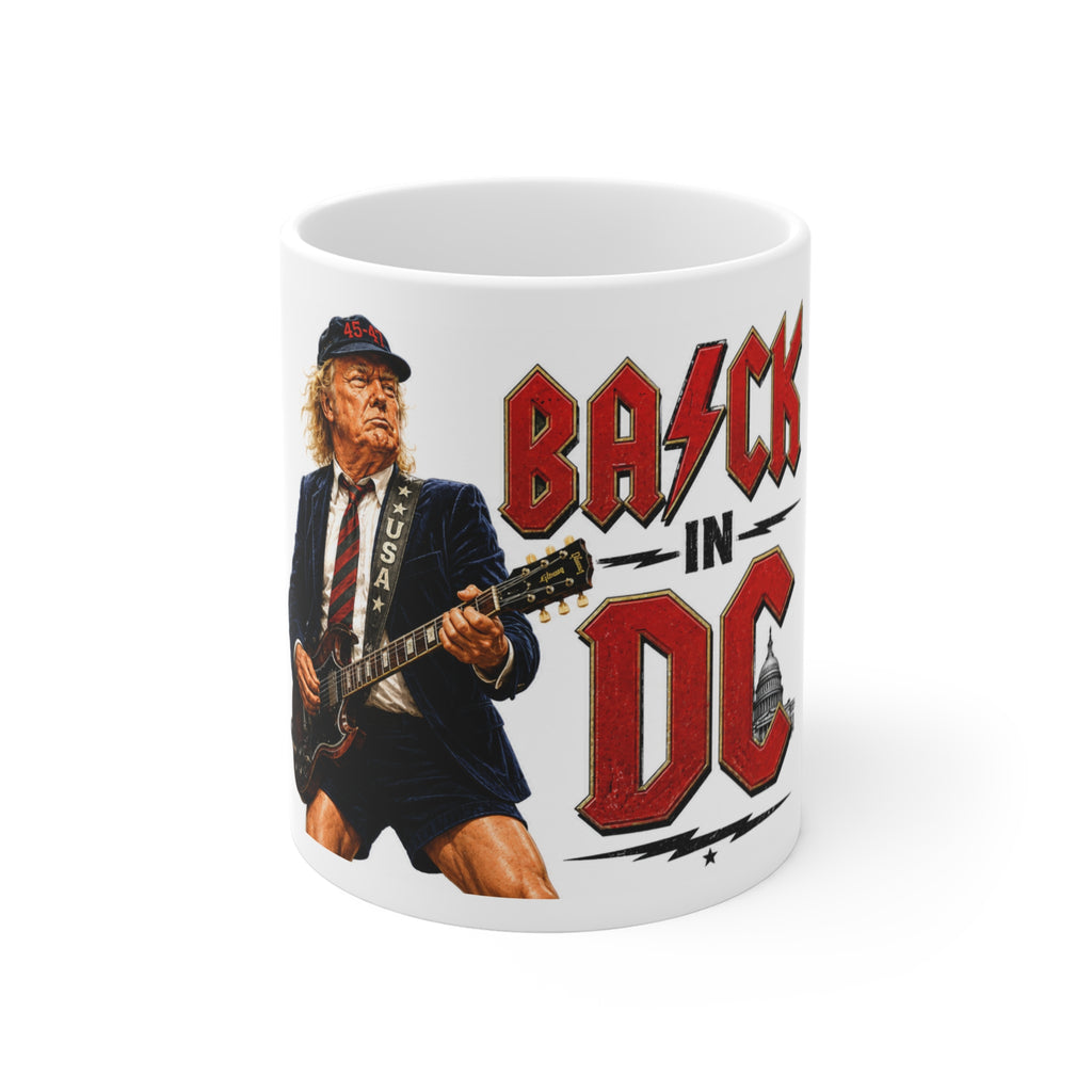 ROCK'N TRUMP "Back in DC" Rock Mug — TRUMP Guitar Slinger Coffee Cup