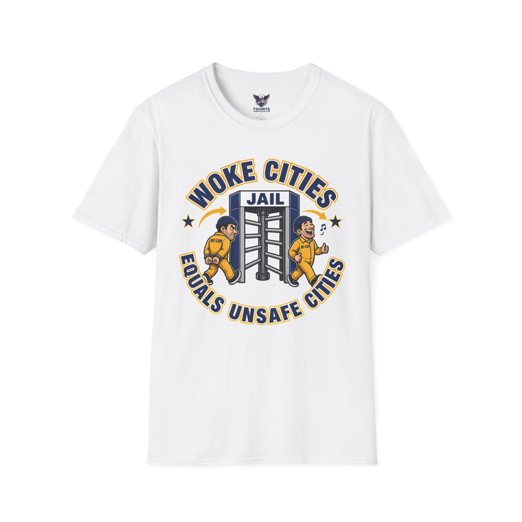 "Trump Patriot Shirt | America First T-Shirt | Conservative Republican Apparel | God Family Country Tee" |Woke Cities Equals Unsafe Cities T-Shirt |