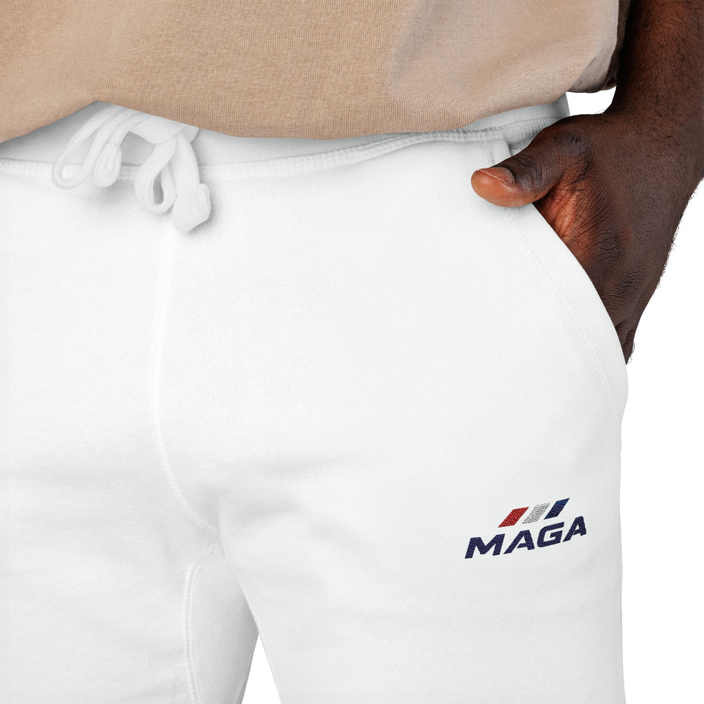 Embroidered 'MAGA' Fleece Sweatpants — The Conservative Brand - White Casual Joggers