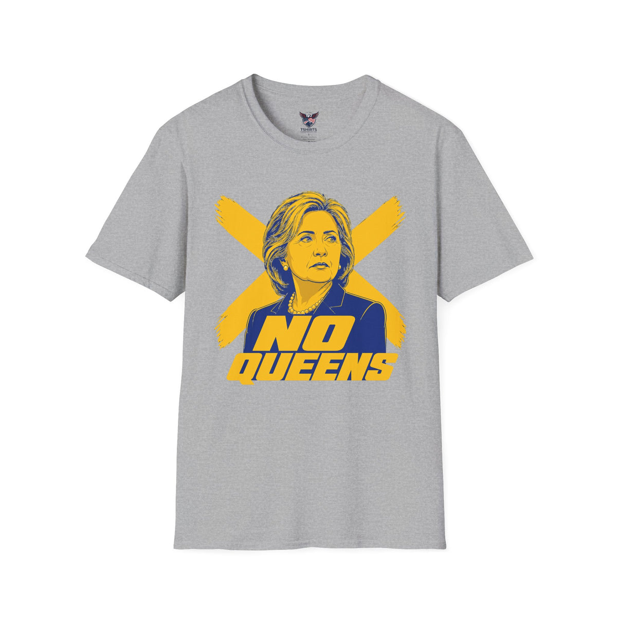 Hillary Clinton Sport Grey No Queens portrait T-Shirt | Political statement tee