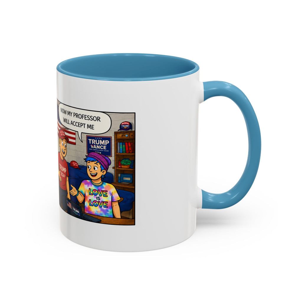 "College Life" Trump 2024 Political Comic Accent Coffee Mug – Funny Conservative Campus Humor Gag Gift