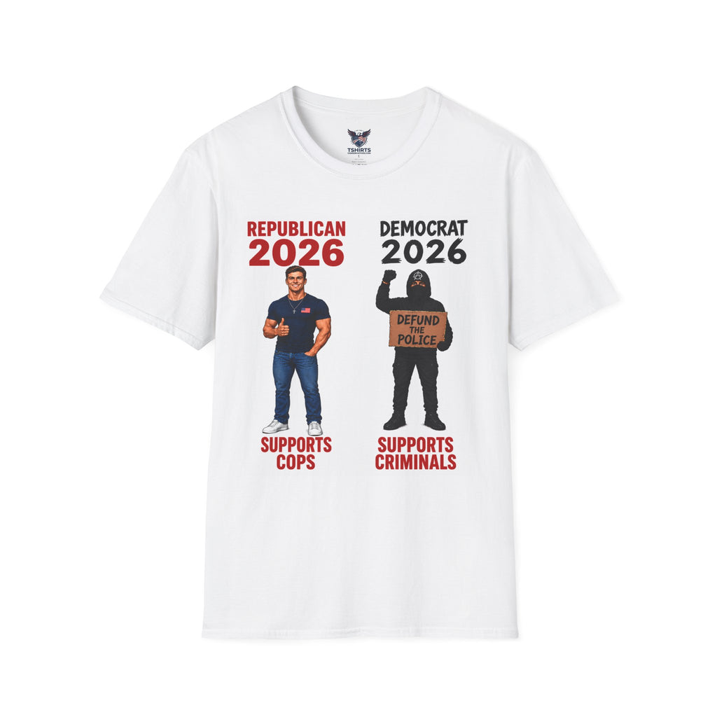 "Trump Patriot Shirt | America First T-Shirt | Conservative Republican Apparel | God Family Country Tee" | anti-woke tshirt | Republican 2026 Supports Cops vs Democrat 2026 Supports Criminals T-Shirt...