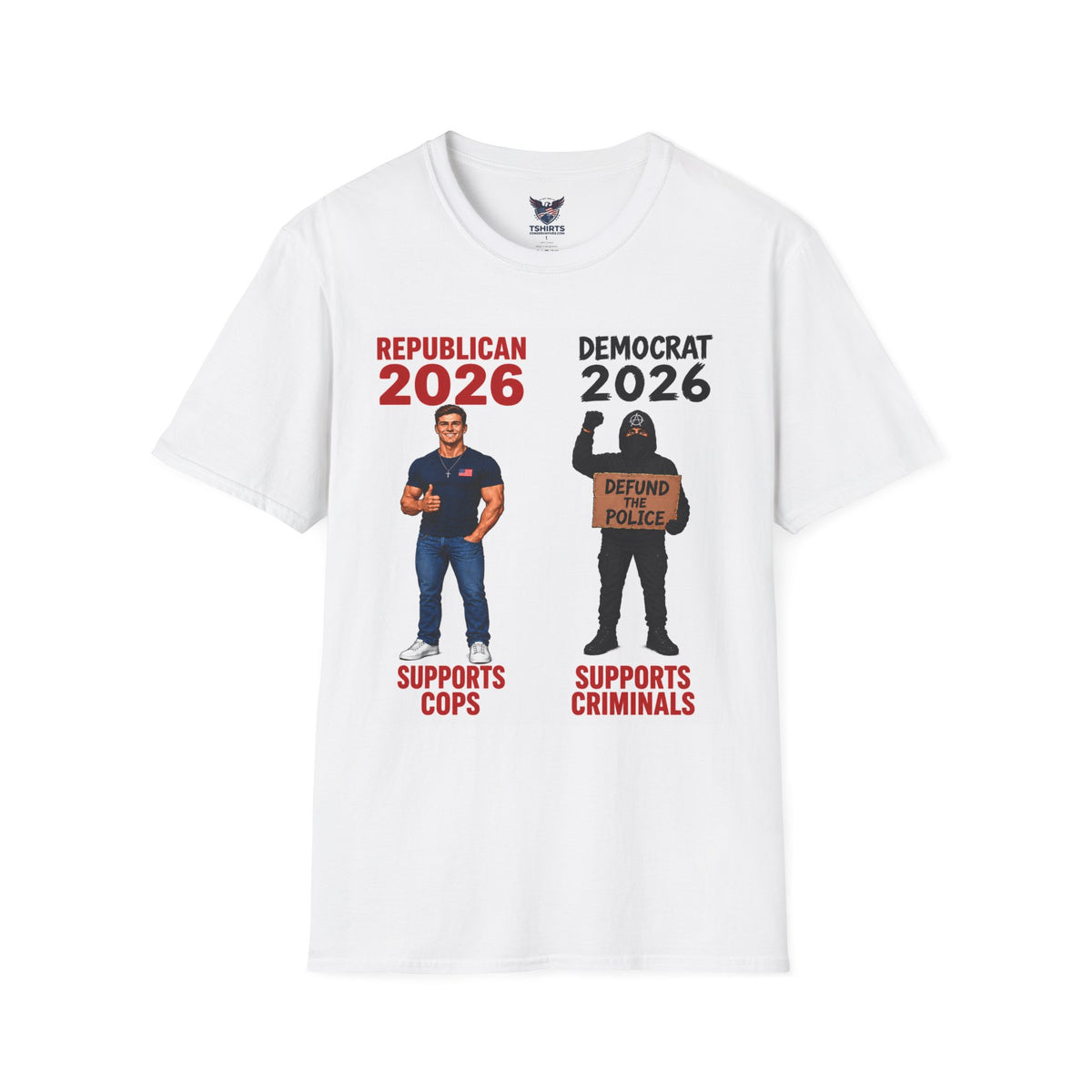 "Trump Patriot Shirt | America First T-Shirt | Conservative Republican Apparel | God Family Country Tee" | anti-woke tshirt | Republican 2026 Supports Cops vs Democrat 2026 Supports Criminals T-Shirt...