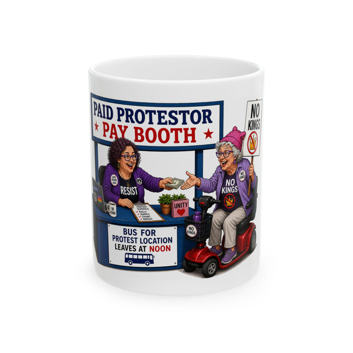 Paid Trump Protestor Pay Booth Mug | Political satire ceramic coffee cup