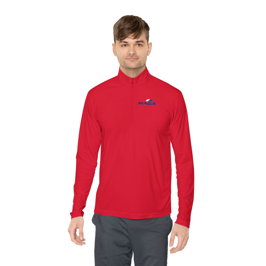 Quarter-Zip Pullover — Retro MAGA-Inspired Logo Chest Tee - The Conservative Brand