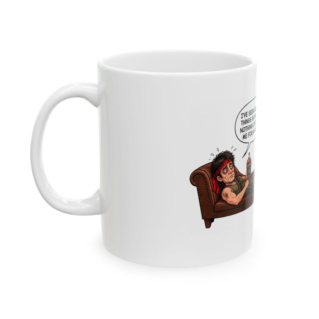 Ceramic Mug — "I've Seen Some Terrible Things in War, But Nothing Could Prepare Me for a Woke Wife" Military Humor Coffee Mug