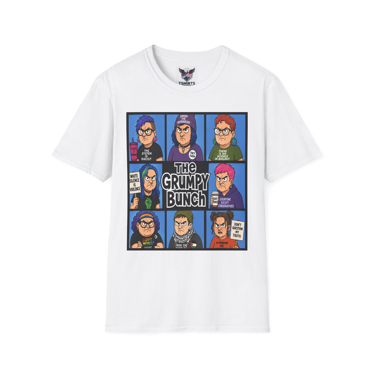 Grumpy WOKE Bunch Graphic T-Shirt — Retro Comic Panel Illustration