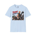 Retro 80s Action Hero Trump Parody Graphic Tee – Funny Conservative Political Satire T-Shirt