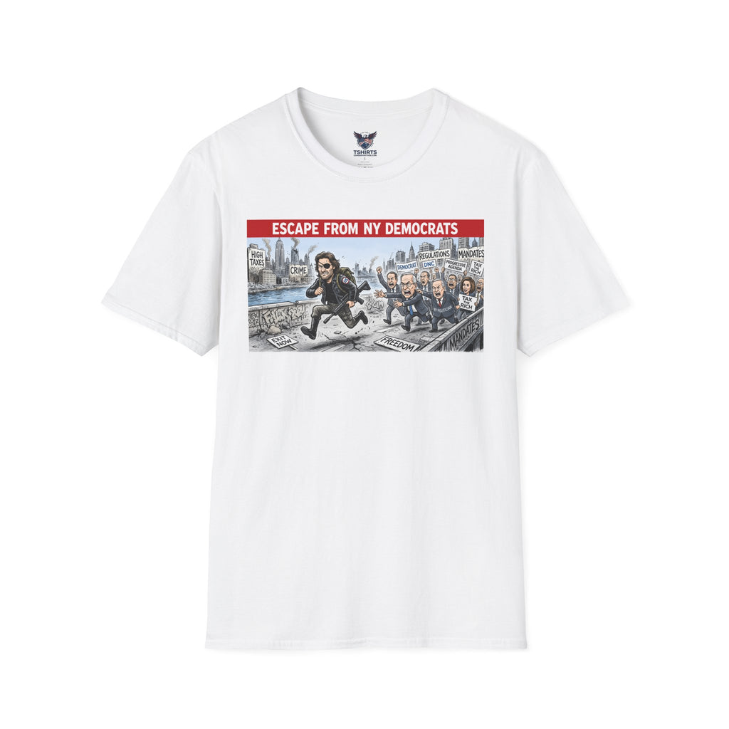 Political Satire T‑Shirt — "Escape From NY Democrats" Graphic Tee