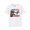 TRUMP "You’re Next Jimmy" political cartoon T-Shirt | Trump kicking Colbert caricature