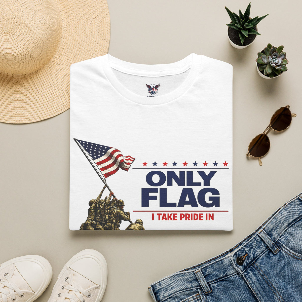 Only Flag T‑Shirt — I Take Pride In (Patriotic Iwo Jima Design)