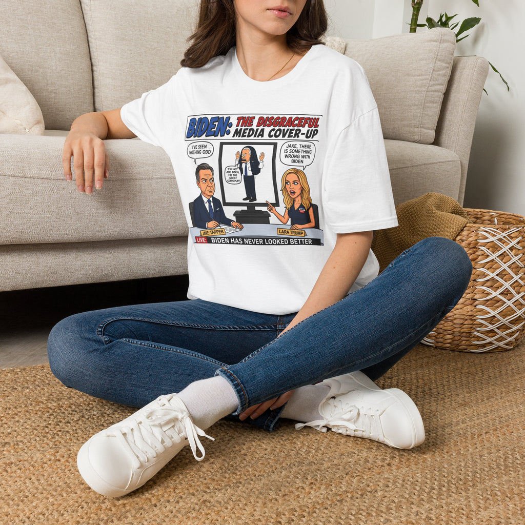 "Trump Patriot Shirt | America First T-Shirt | Conservative Republican Apparel | God Family Country Tee" | anti-woke tshirt | Biden Impeachment Media Cover-Up T-Shirt | Political Cartoon Tee