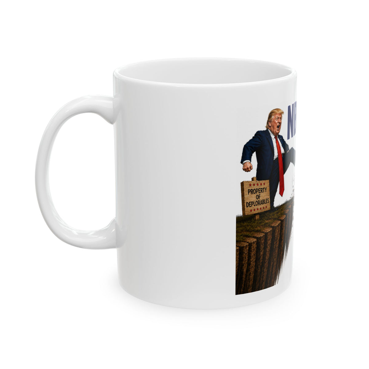 Trump Satire Political Cartoon Ceramic Mug - Funny Fake News Media Humor Coffee Cup