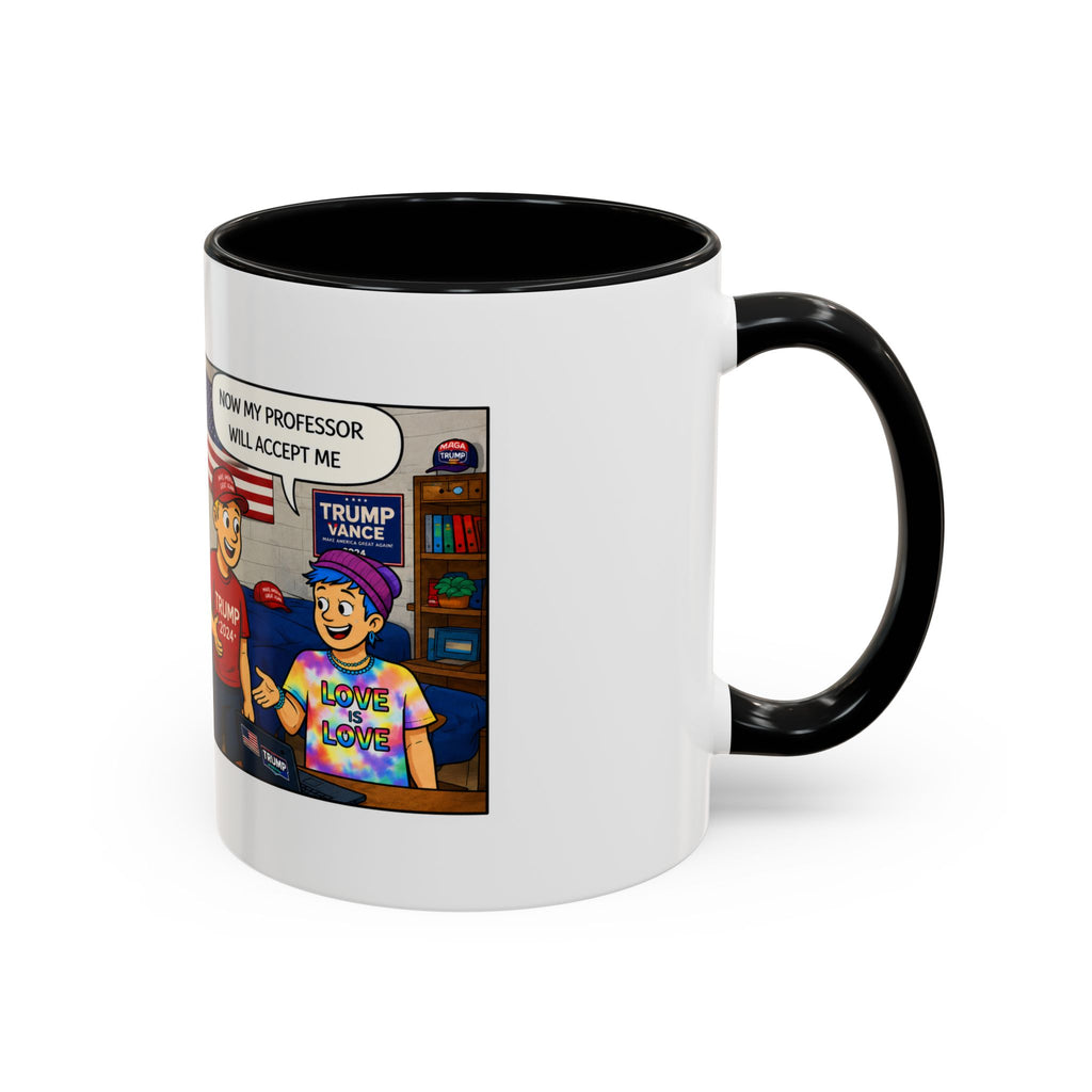 "College Life" Trump 2024 Political Comic Accent Coffee Mug – Funny Conservative Campus Humor Gag Gift