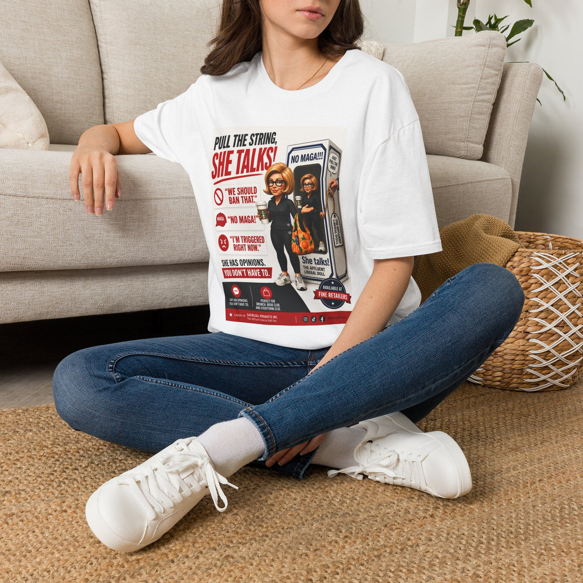 MAGA TRUMP CONSERVATIVE REPUBLICAN She Talks Phone Booth Graphic T-Shirt | Feminist Statement Tee