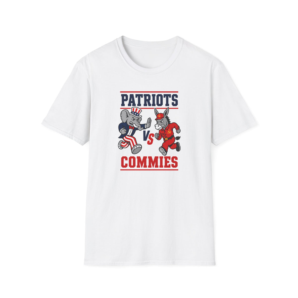 Patriots vs Commies Heisman T-Shirt | Political Cartoon Rivalry Tee