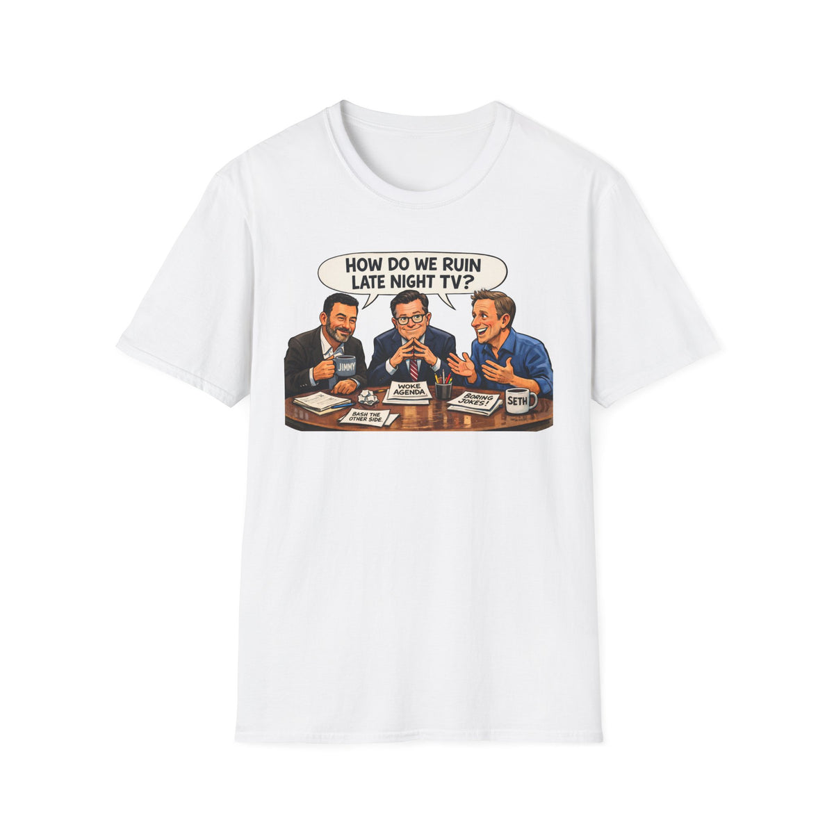 Late Night TV Panel Illustration T-Shirt | Retro Talk Show Graphic
