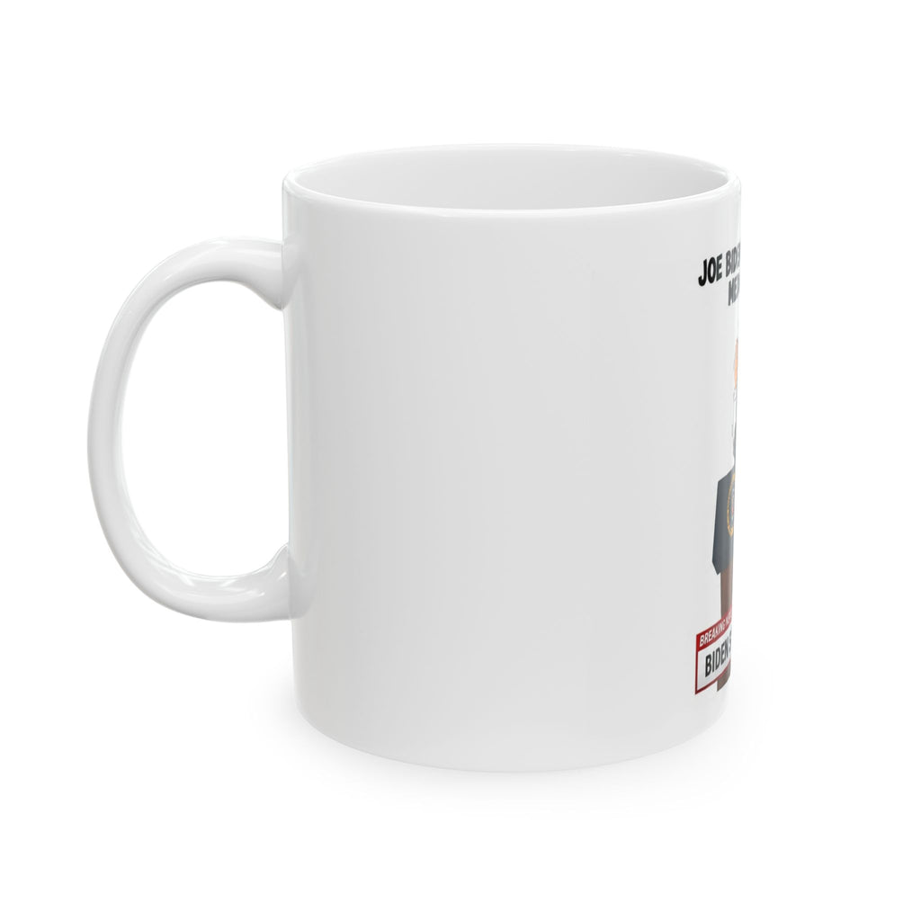 FAKE NEWS BIDEN COVERAGE Funny Political Cartoon Ceramic Mug - 'Biden Speech' Satire