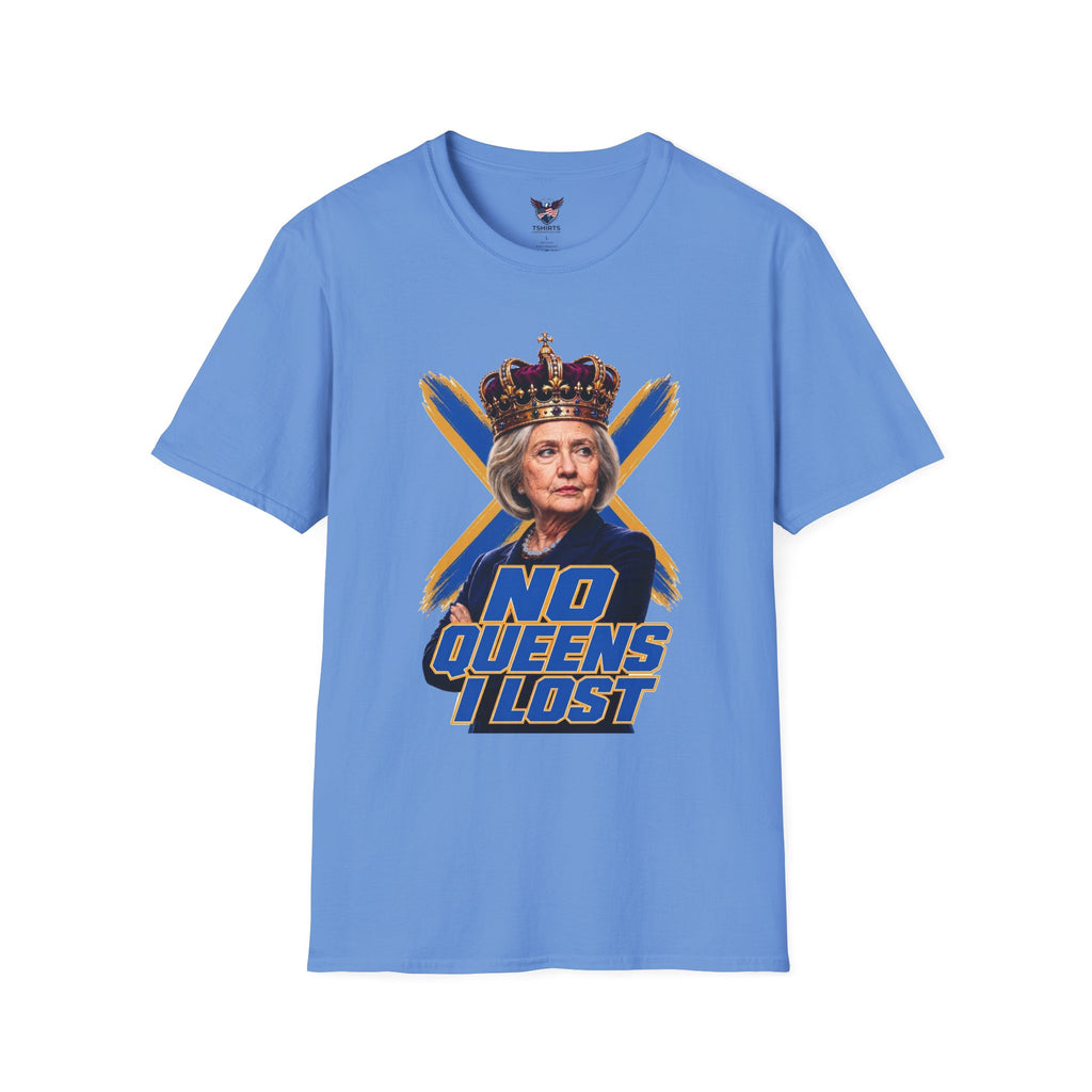 Carolina Blue Clinton No Queens Lost T-Shirt | Crowned Queen Portrait Tee