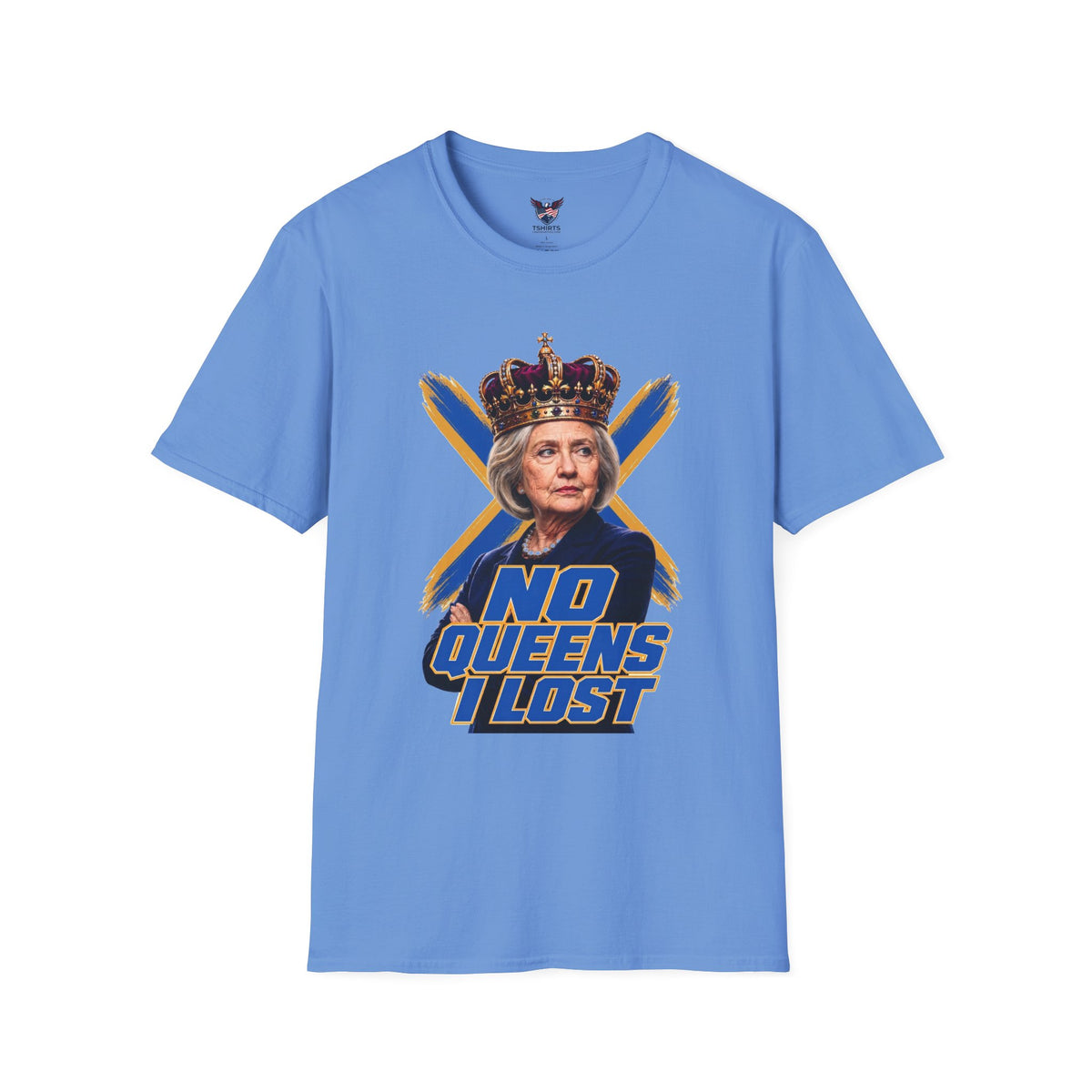 Carolina Blue Clinton No Queens Lost T-Shirt | Crowned Queen Portrait Tee