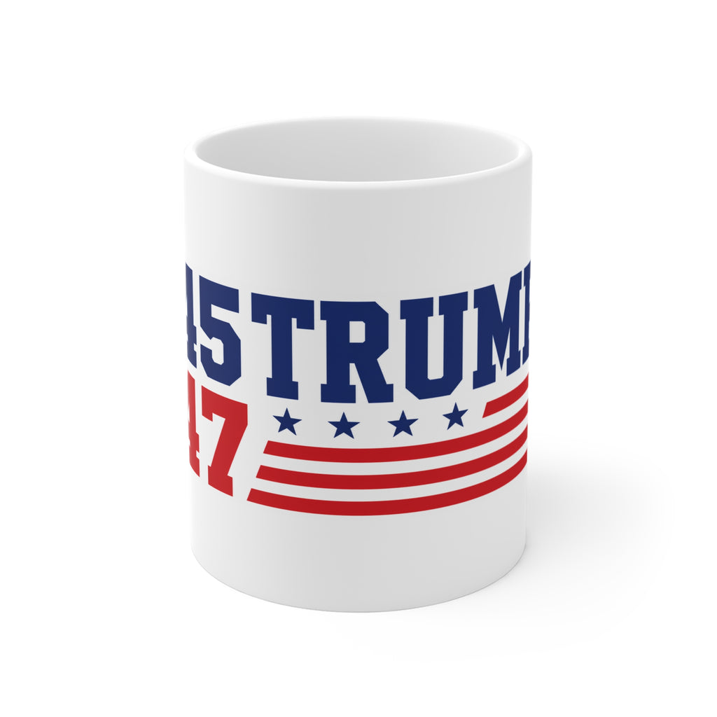 45/47 President Trump Mug Patriotic Vote Mug - Red, White & Blue Design Coffee Cup