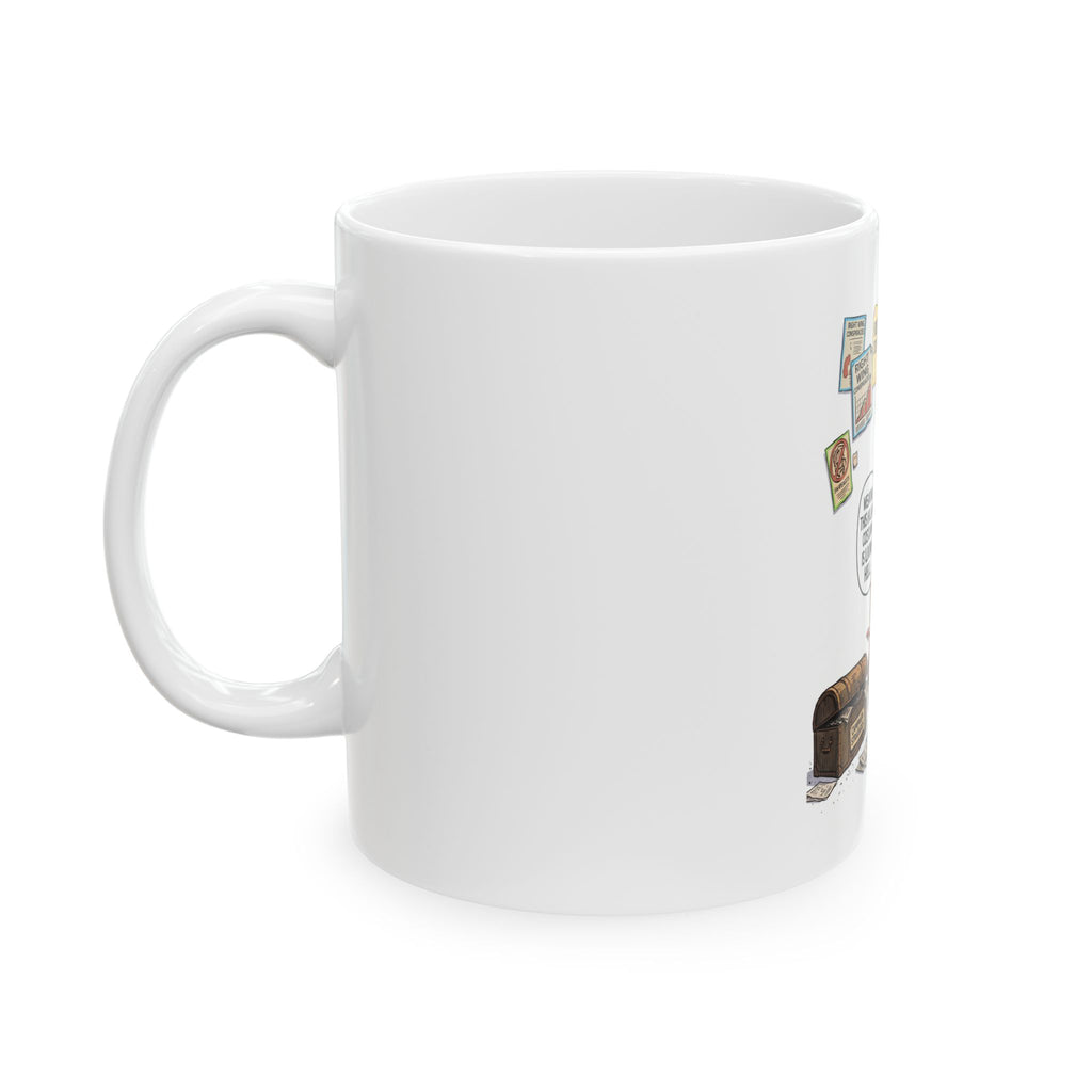 Political Cartoon Ceramic Mug — "The Devil Wearing This Hillary Costume Is Living Hell"