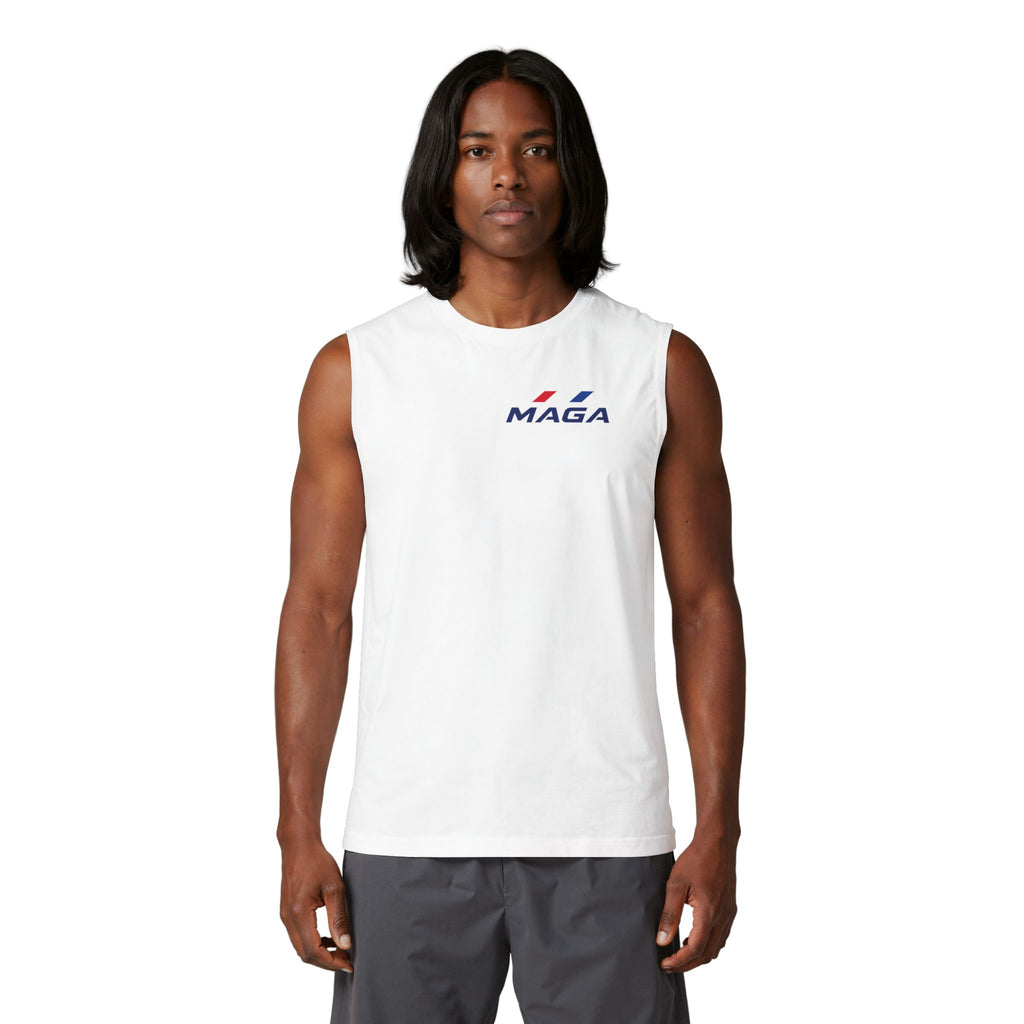MAGA Muscle Tank Top — Minimal Patriotic Logo Sleeveless Tee - The Conservative Brand