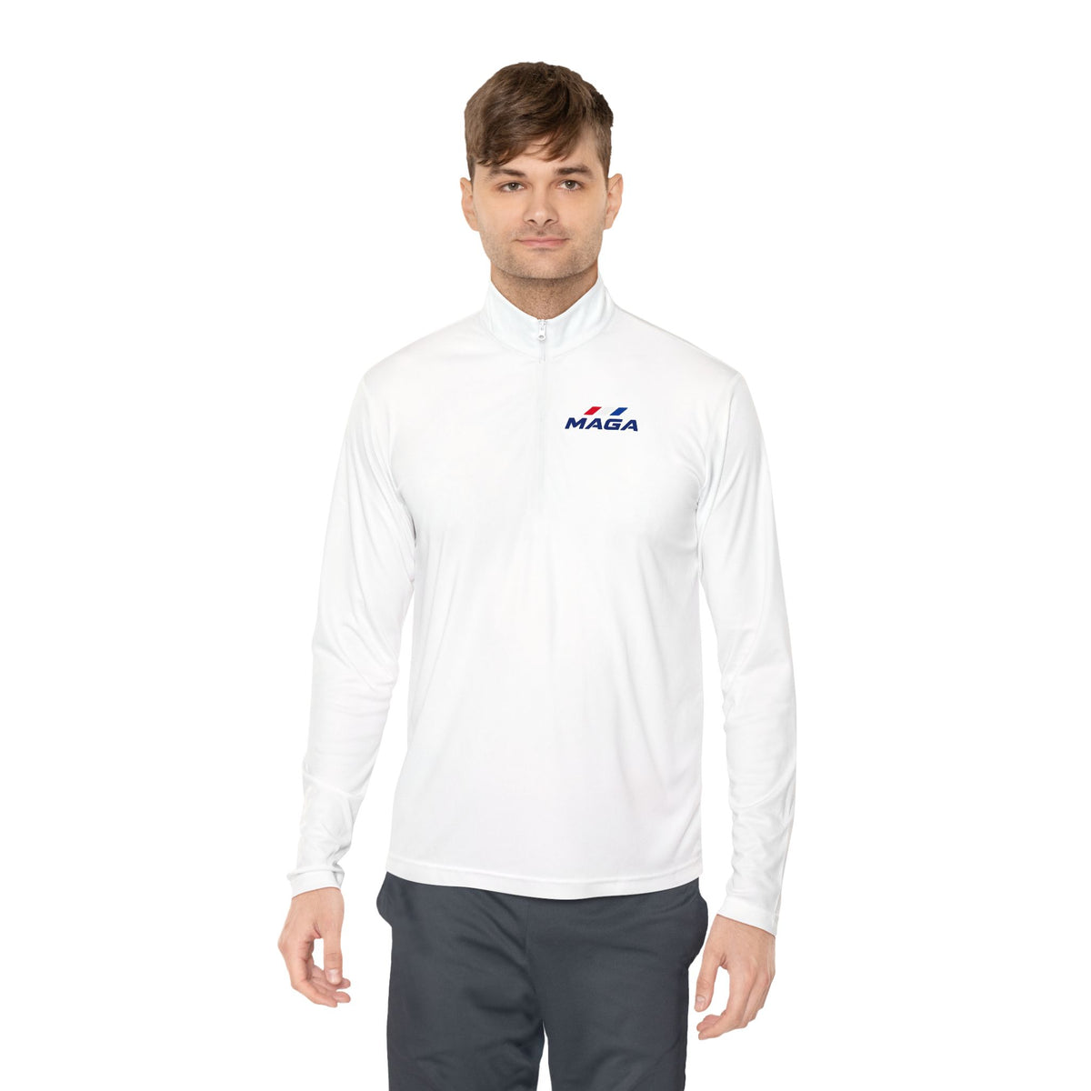 Quarter-Zip Pullover — Retro MAGA-Inspired Logo Chest Tee - The Conservative Brand