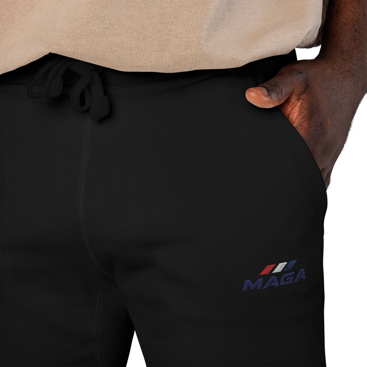 Embroidered 'MAGA' Fleece Sweatpants — The Conservative Brand - White Casual Joggers