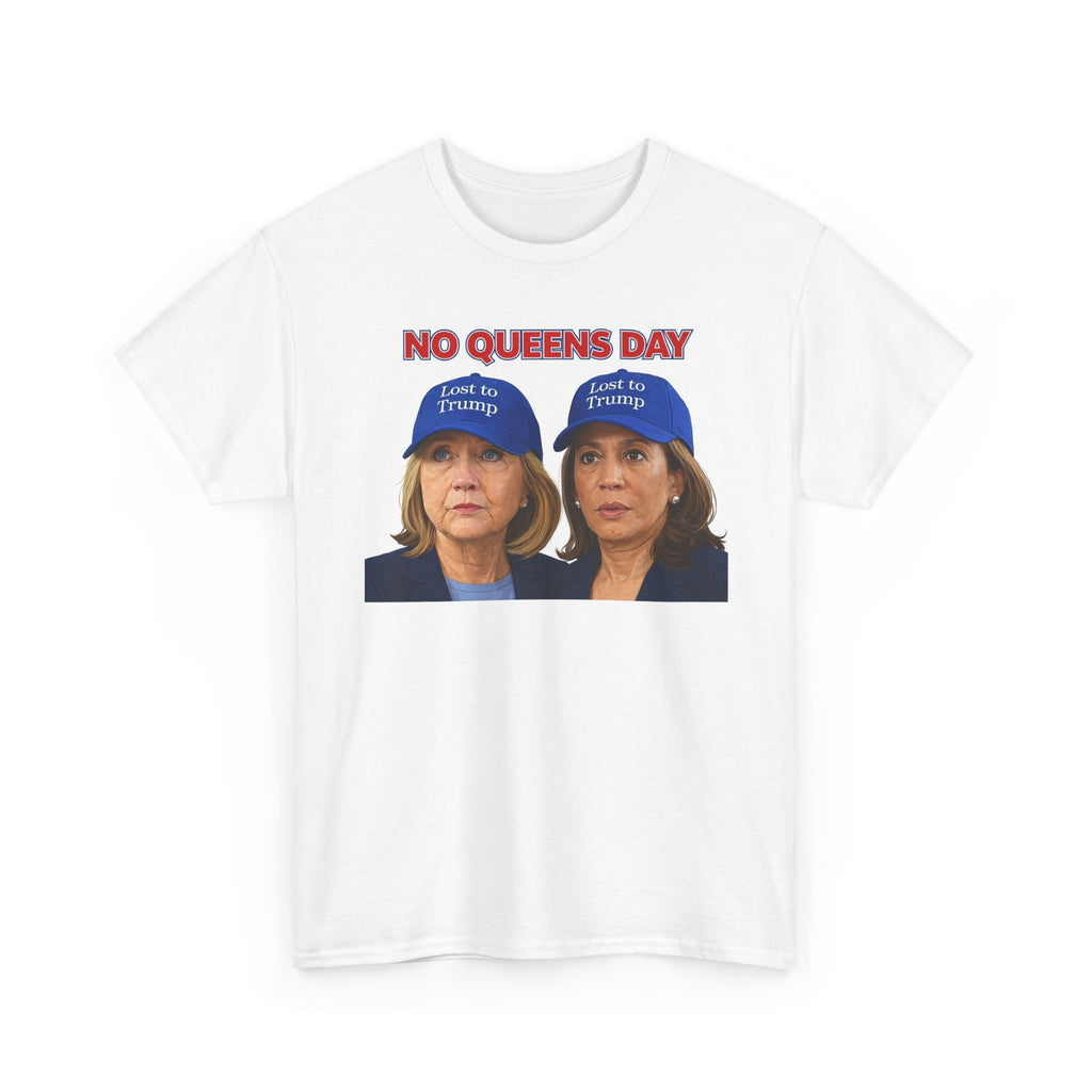"Trump Patriot Shirt | America First T-Shirt | Conservative Republican Apparel | God Family Country Tee" | anti-woke tshirt | No Queens Day T-Shirt | Twin Women Faces with Blue Caps, Political Satire...