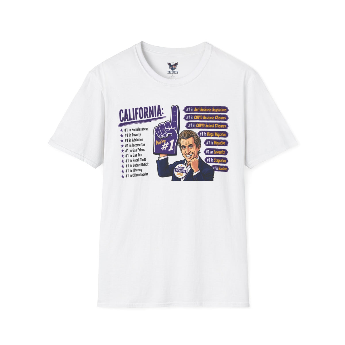 "Trump Patriot Shirt | America First T-Shirt | Conservative Republican Apparel | God Family Country Tee" | California #1 Retro Man Illustration T-Shirt | State Facts, Vintage Campaign Style
