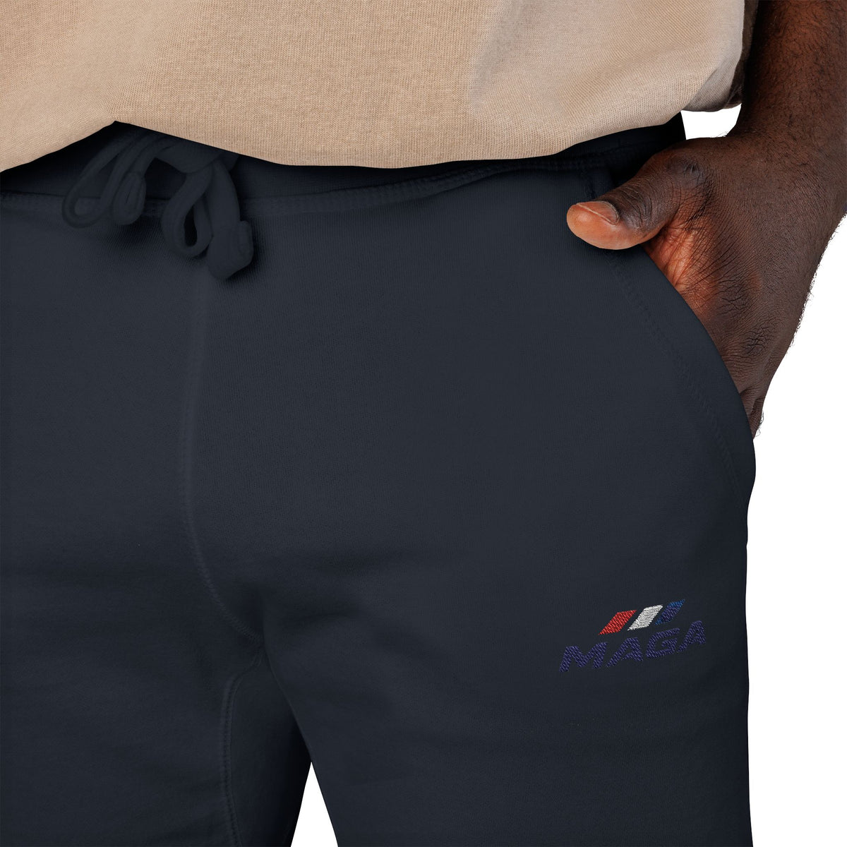 Embroidered 'MAGA' Fleece Sweatpants — The Conservative Brand - White Casual Joggers