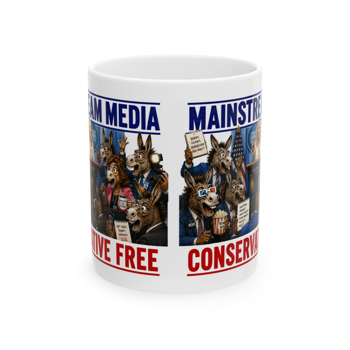Mainstream Media Free Fake News Political Cartoon Coffee Mug