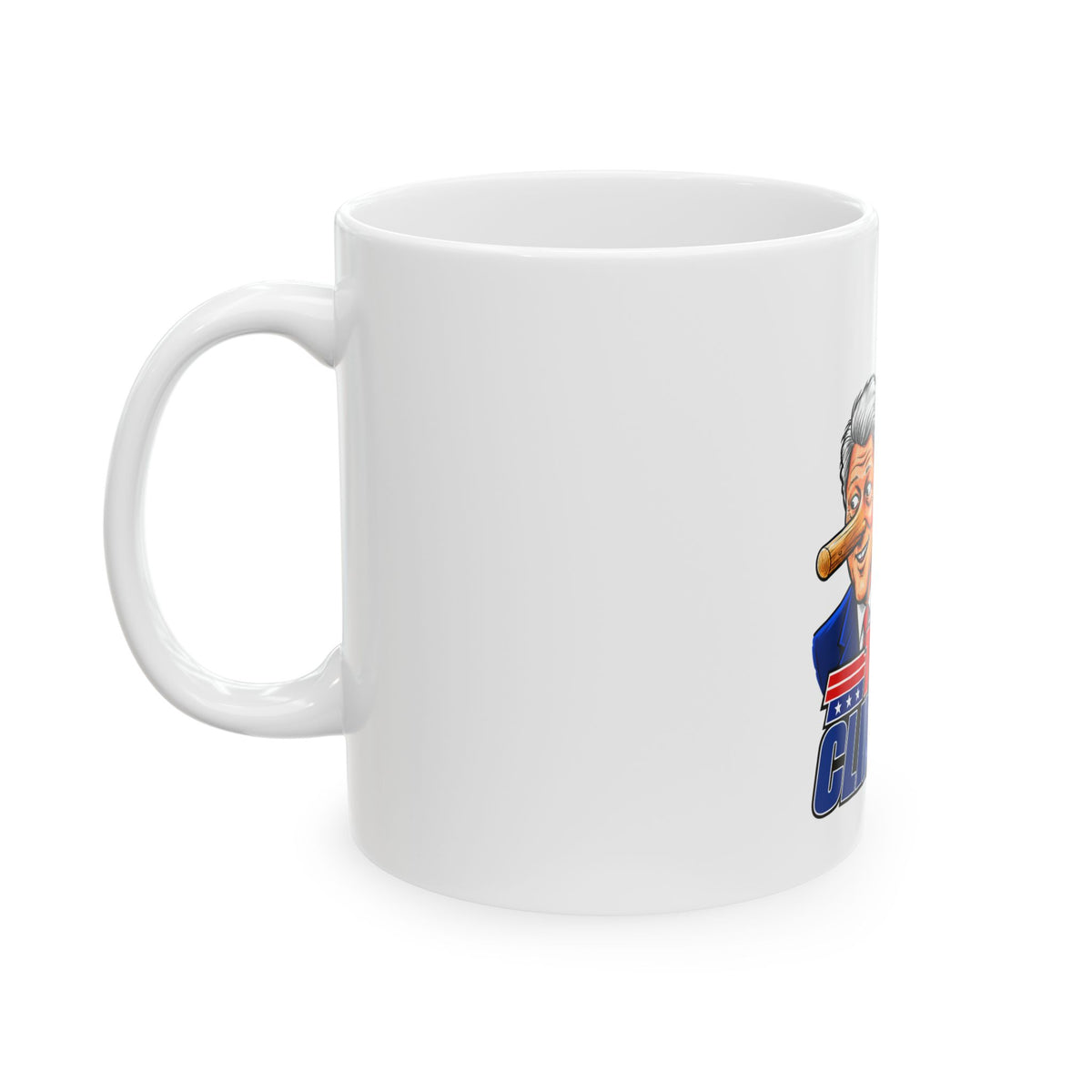 Political Parody Mug - 'The Clintons' , Devil and Pinocchio Caricature Coffee Cup (11oz, 15oz)