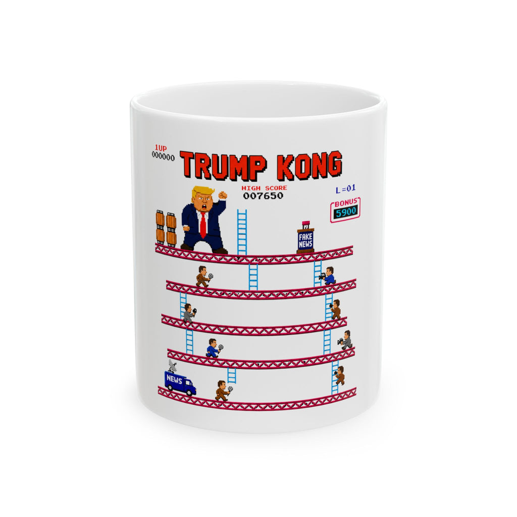 Trump Kong Retro Video Game Ceramic Mug (11oz, 15oz) — President Trump Political Parody Coffee Cup