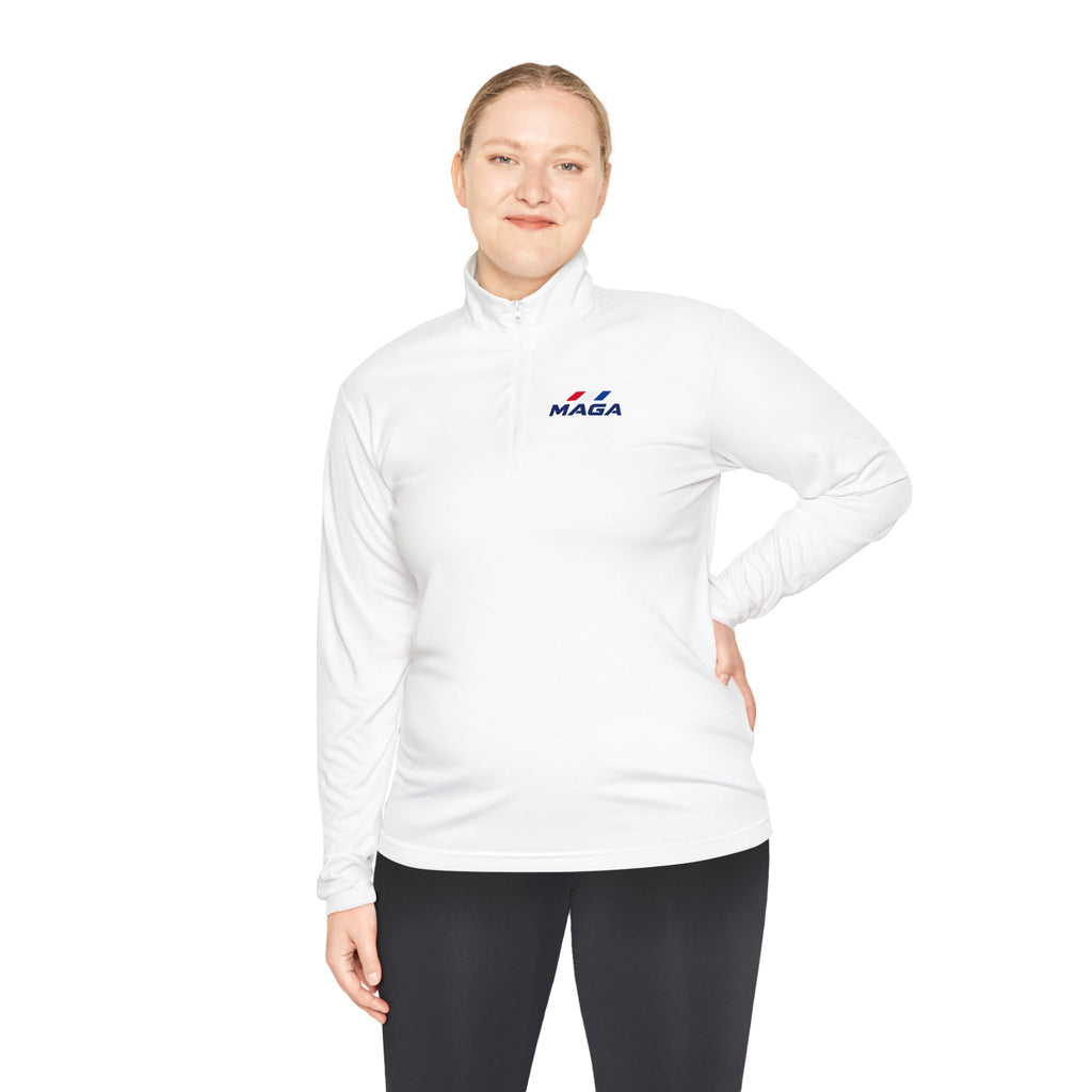 Quarter-Zip Pullover — Retro MAGA-Inspired Logo Chest Tee - The Conservative Brand