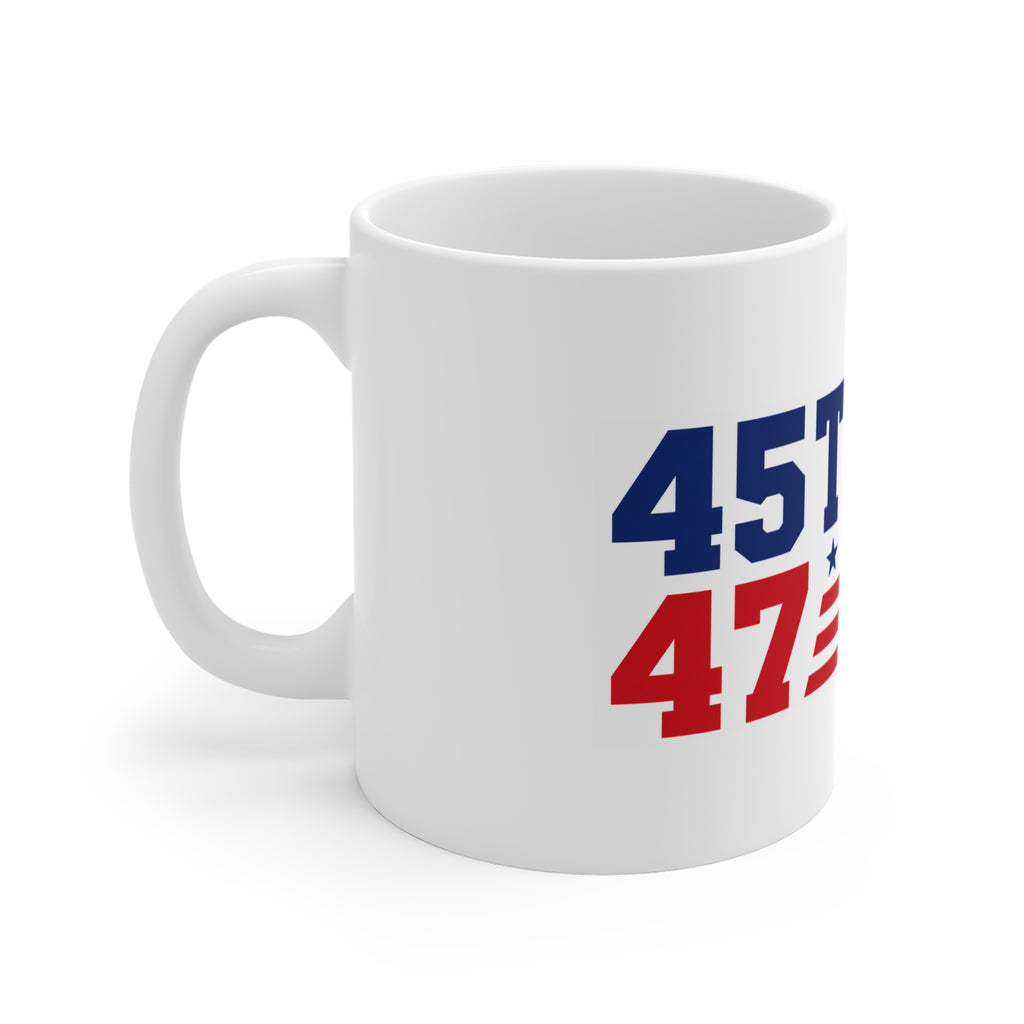 45/47 President Trump Mug Patriotic Vote Mug - Red, White & Blue Design Coffee Cup