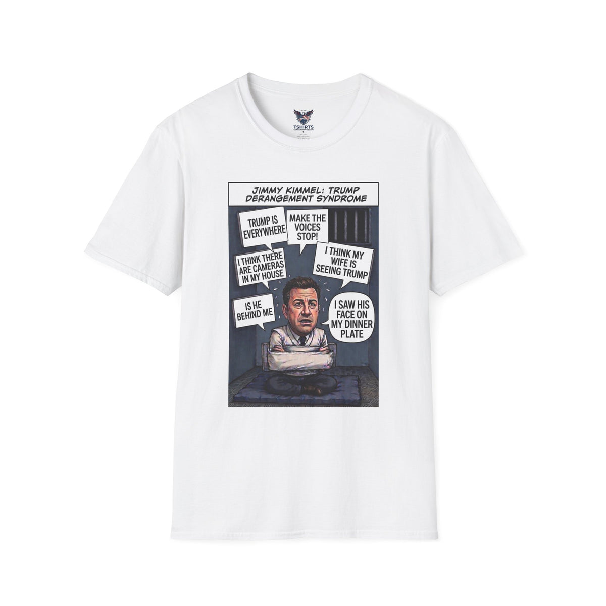 Political Cartoon Panel T-Shirt | Satirical Illustration, Speech Bubbles