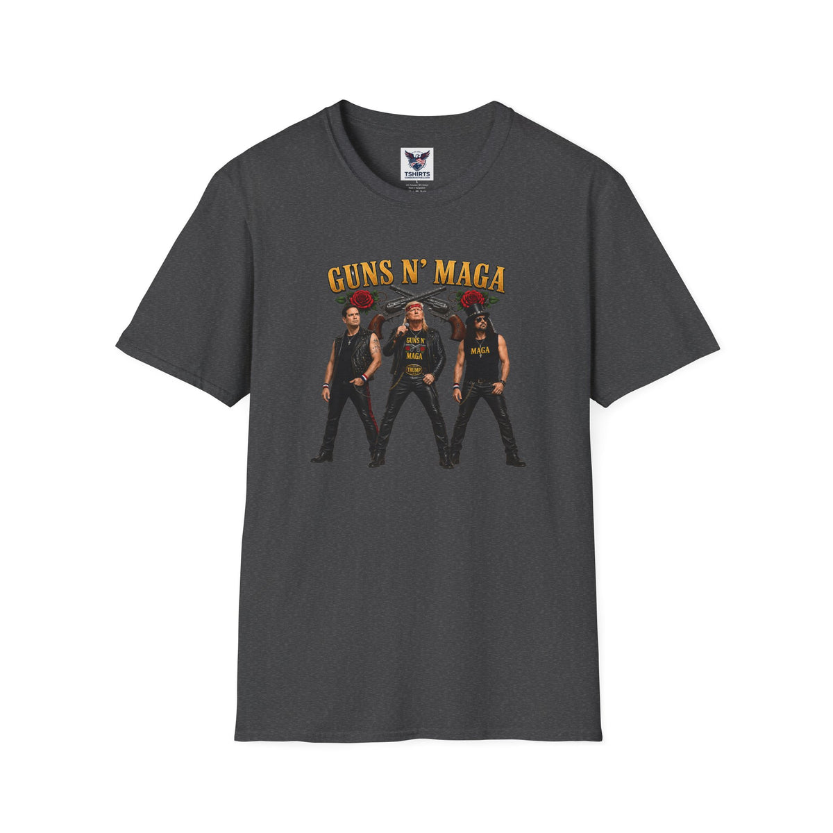 Guns N' Maga Rock Band T-Shirt — Trump, Vance, Rubio Political Parody Graphic Tee