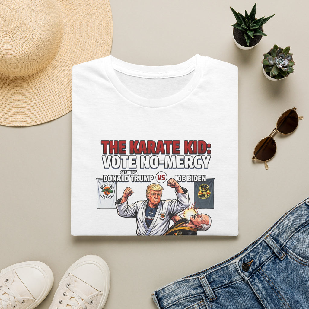 Political Comedy T-Shirt — "The Karate Kid: Vote No-Mercy" Trump vs Biden Graphic Tee